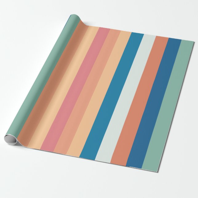 Papier Cadeau Rayures de nuances de couleur (Déroulé)