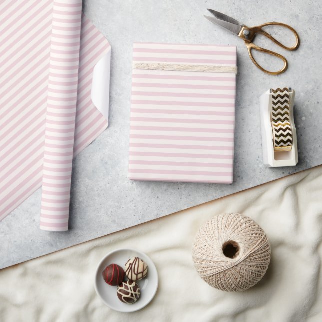 Papier Cadeau Rayures de printemps | Douce rose ll (Artisanat)