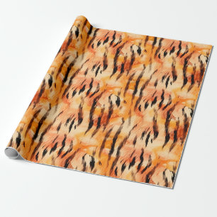 Papier Cadeau Rayures de tigre orange et noir
