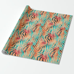 Papier Cadeau Rayures de tigre vert et orange