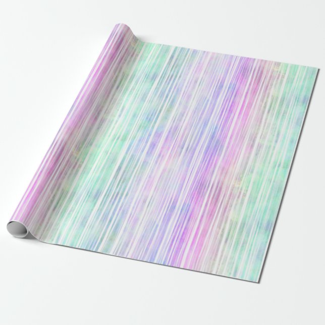 Papier Cadeau rayures de trait de brosse arc-en-ciel pâle : (Déroulé)