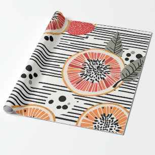 Papier Cadeau Rayures de tranches de Citrus Gras (3)