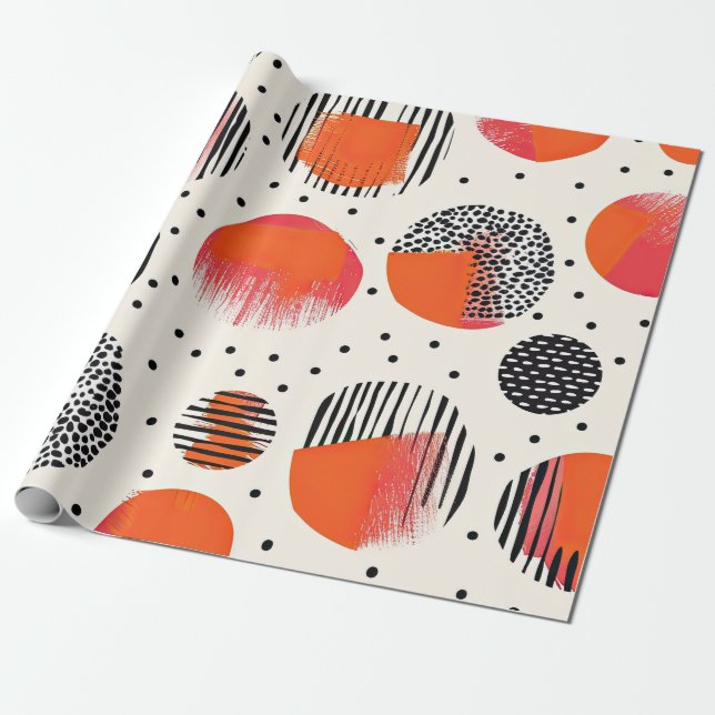 Papier Cadeau Rayures de tranches de citrus gras (4) (Déroulé)