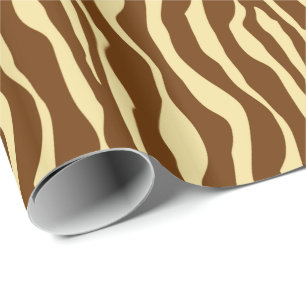 Papier Cadeau Rayures de zèbre - brun chocolat et chameau Tan