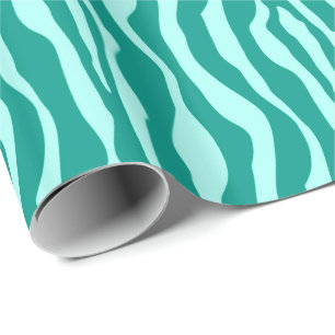 Papier Cadeau Rayures de zèbre - Turquoise et Aqua