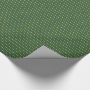 Papier Cadeau Rayures d'or et de vert forêt