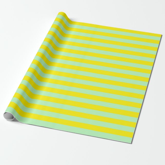 Papier Cadeau Rayures doucement vertes et jaunes (Déroulé)