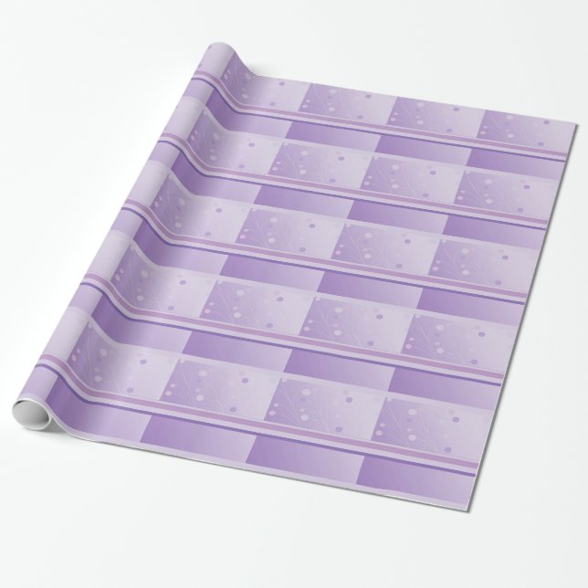 Papier Cadeau Rayures et points modernes en violet (Déroulé)