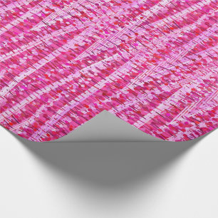 Papier Cadeau Rayures et points satinés Abstraits, rose Fuchsia