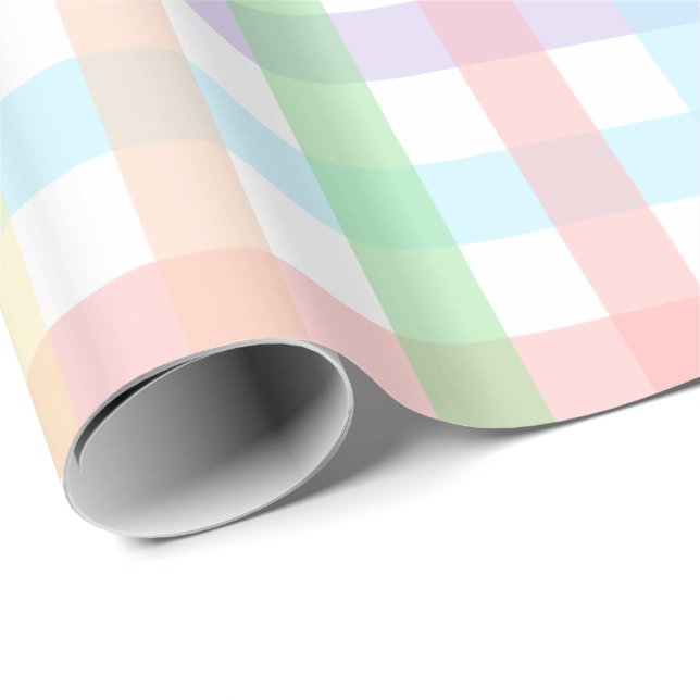Papier Cadeau Rayures Gingham Pastel (Coin rond)