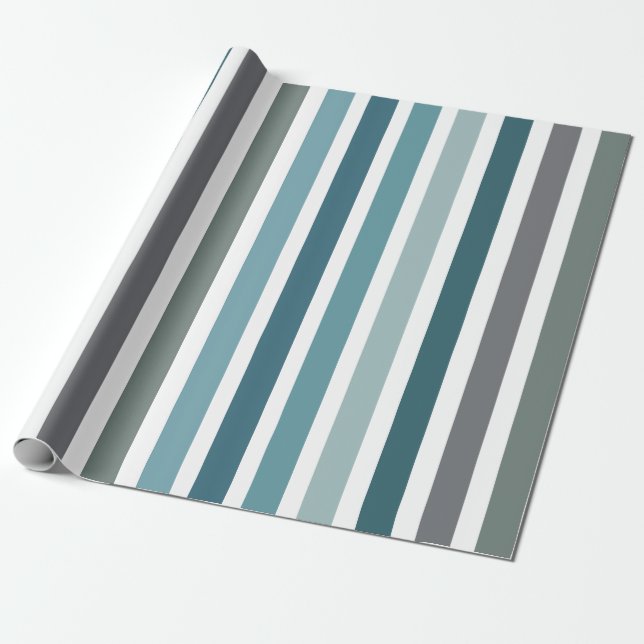Papier Cadeau Rayures Gris Bleu (Déroulé)
