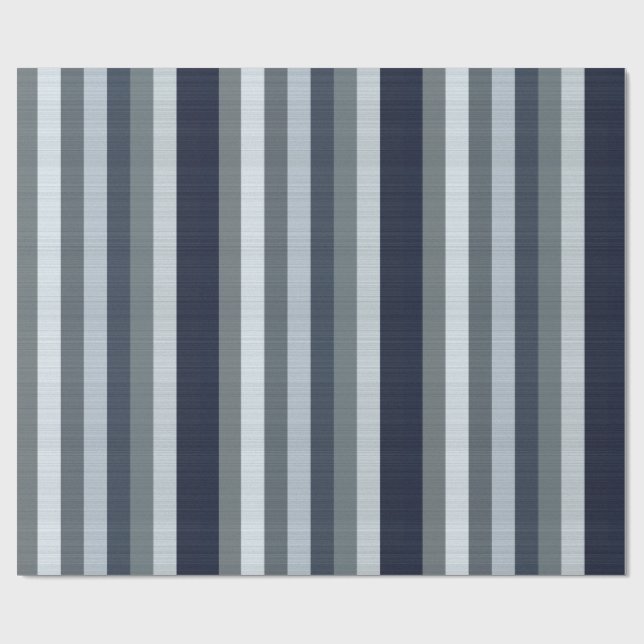 Papier Cadeau Rayures Gris Marine  (Plat)