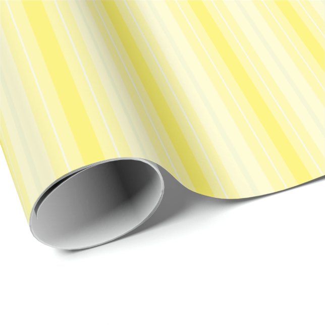 Papier Cadeau Rayures jaune citron (Coin rond)