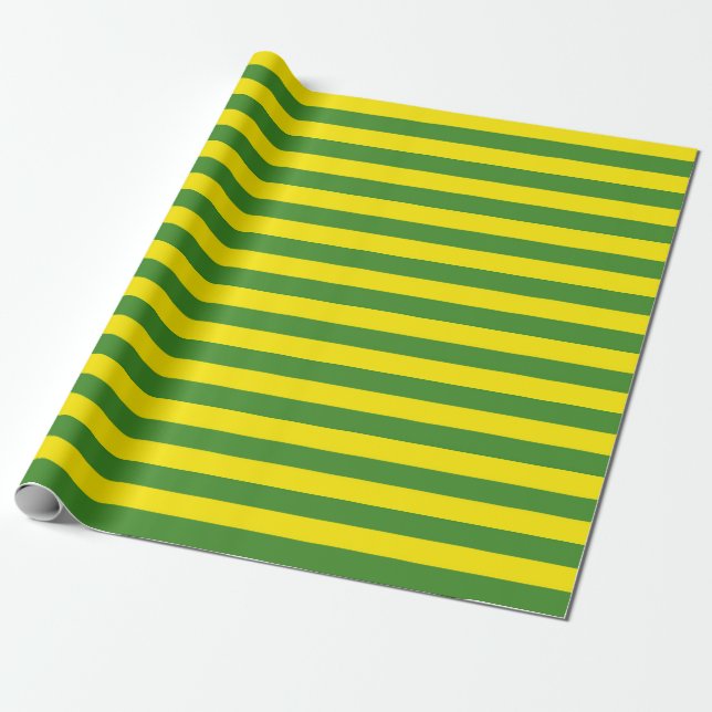 Papier Cadeau Rayures jaune et verte (Déroulé)