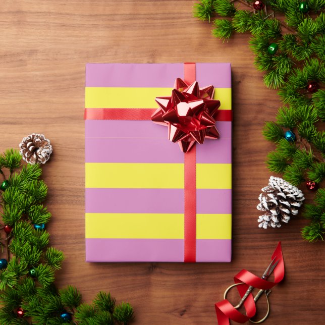 Papier Cadeau Rayures Jaune Rose (Cadeau de vacances)