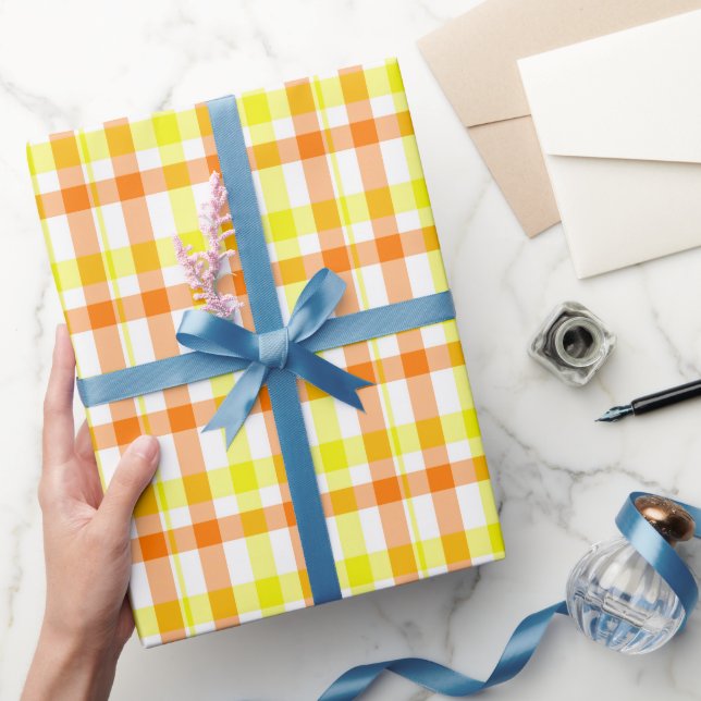 Papier Cadeau Rayures jaunes et oranges (Cadeaux)
