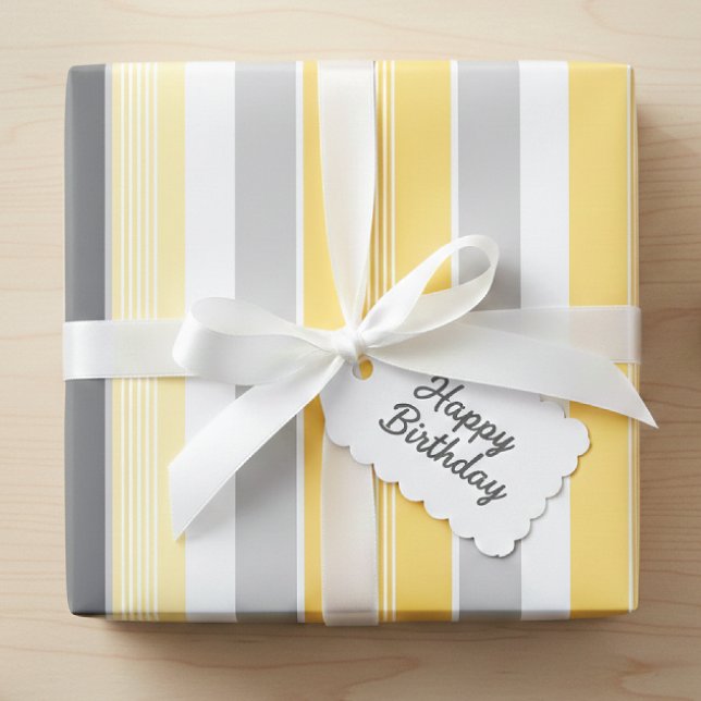 Papier Cadeau Rayures Jaunes Soleil (Créateur téléchargé)