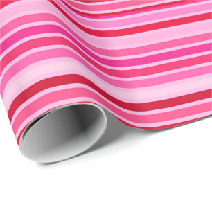 Papier Cadeau Rayures mélangées, Fuchsia, Marron et Rose