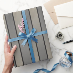 Papier Cadeau Rayures Motif Effet Satin Noir Et Beige