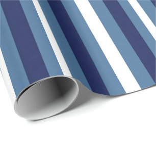 Papier Cadeau Rayures Nautiques Bleu Marine Bleu Fumé Blanc Impe