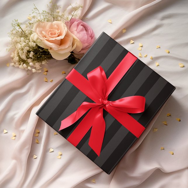 Papier Cadeau Rayures noires et charbon (Black and Charcoal Stripes Wrapping Paper)