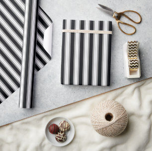 Papier Cadeau rayures noires, grises et blanches