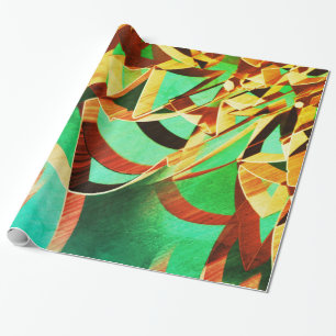 Papier Cadeau rayures orange Brown sur arrière - plan vert rusti