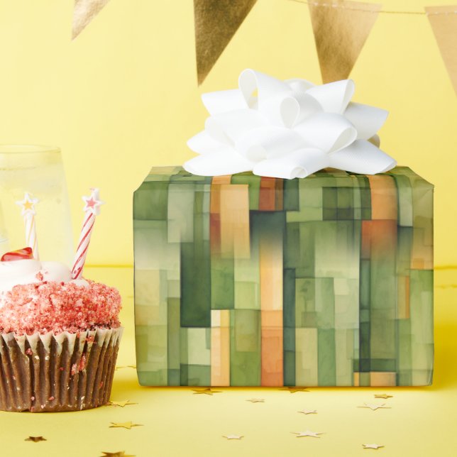 Papier Cadeau Rayures peintes de forêt (Fête d'anniversaire)