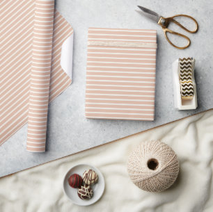 Papier Cadeau Rayures raffinées de début d'automne   Abricot cha