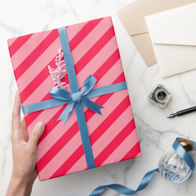 Papier Cadeau rayures rose-blanc – rayé rose-blanc (Cadeaux)