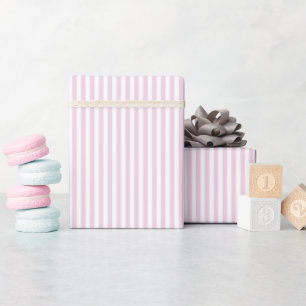 Papier Cadeau Rayures Rose Pâle et Blanc