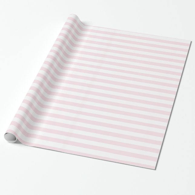 Papier Cadeau Rayures roses et blanches, fillette mignonne (Déroulé)