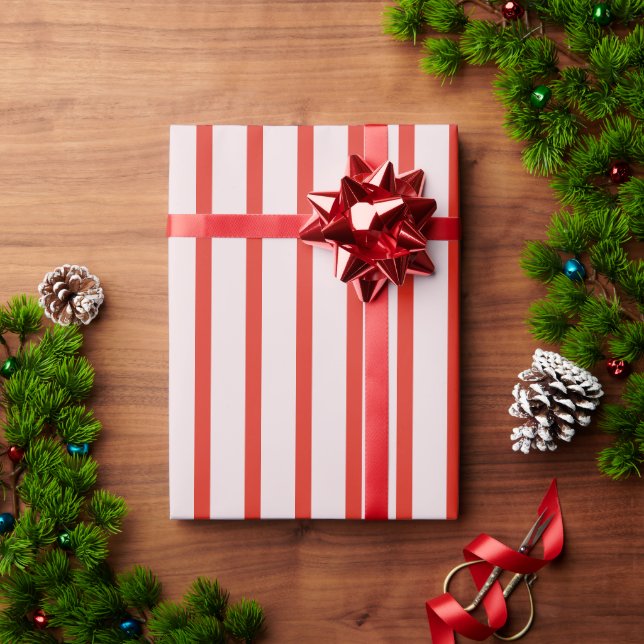 Papier Cadeau Rayures Rouge Rétro (Cadeau de vacances)