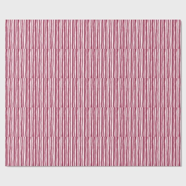 Papier Cadeau Rayures rouges Bordeaux  (Plat)