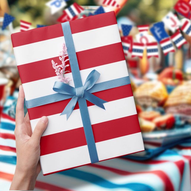 Papier Cadeau Rayures Rouges Et Blanches Americana (Créateur téléchargé)