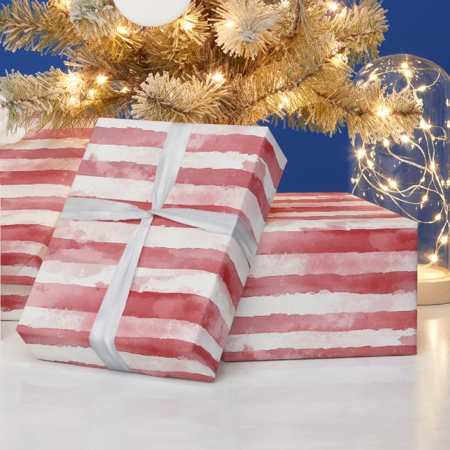 Papier Cadeau Rayures rouges et blanches de Noël (Vacances)