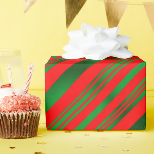 Papier Cadeau Rayures rouges et vertes