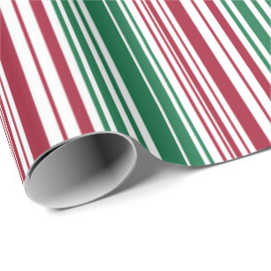 Papier Cadeau Rayures rouges et vertes 