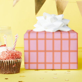 Papier Cadeau Rayures rouges rétro sur fond rose