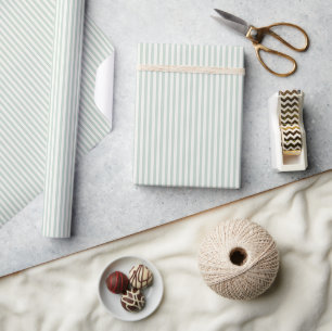 Papier Cadeau Rayures Simples - Sauge Éteinte