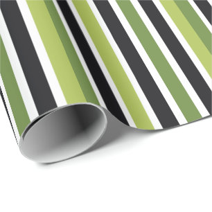 Papier Cadeau Rayures Vert Noir