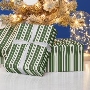 Papier Cadeau Rayures Vertes et Blanches Côtière Bord de Mer