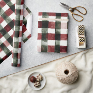 Papier Cadeau Rayures Vertes Rouges Anniversaire