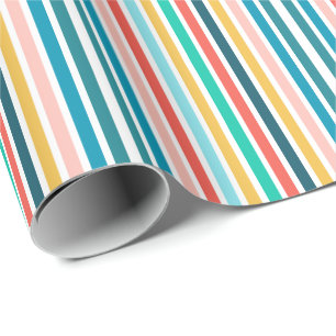 Papier Cadeau Rayures verticales multicolores d'été moderne
