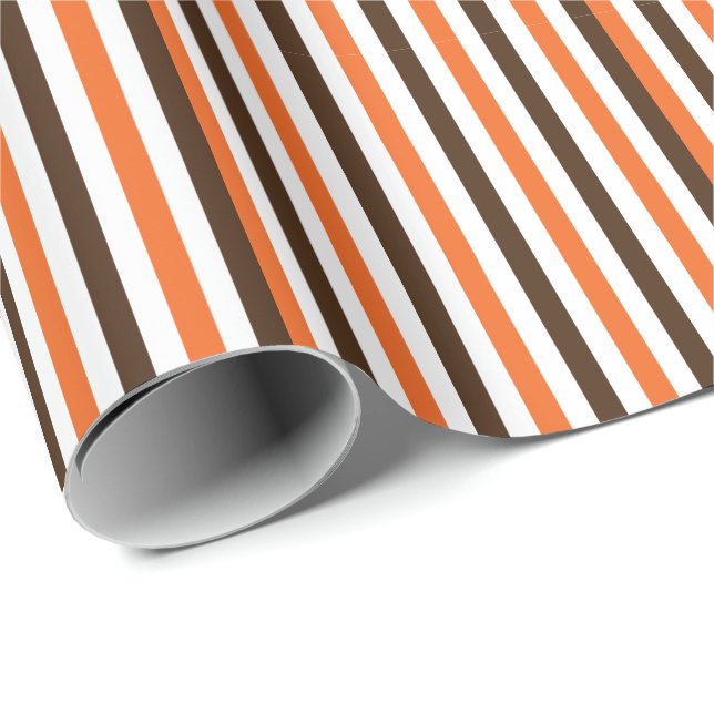 Papier Cadeau Rayures verticales orange marron  (Coin rond)