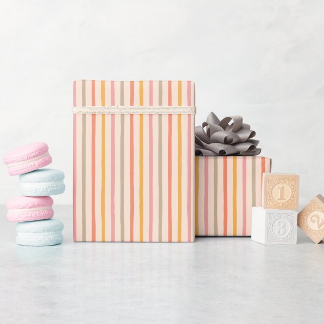 Papier Cadeau Rayures verticales pastel élégantes Cadeau (Baby Shower)