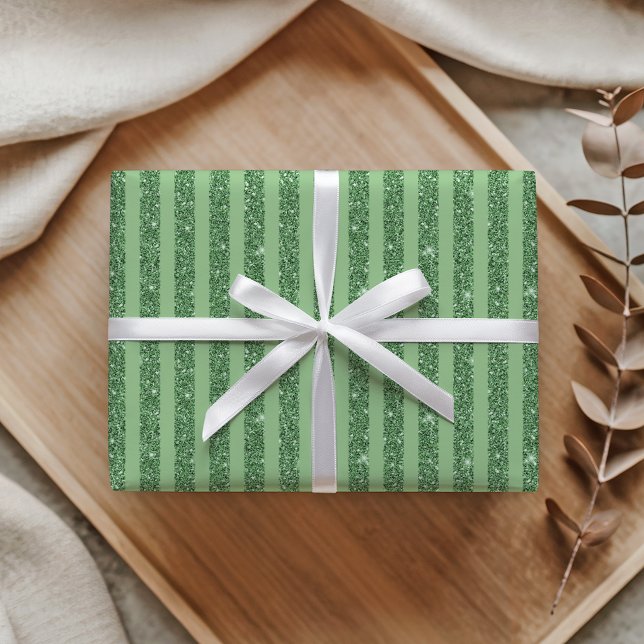 Papier Cadeau Rayures verticales simples de couleur vert forêt p (Créateur téléchargé)