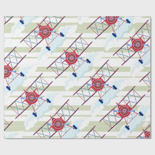 Papier Cadeau Rayures vintages d'aviateur d'Airshow d'armée de