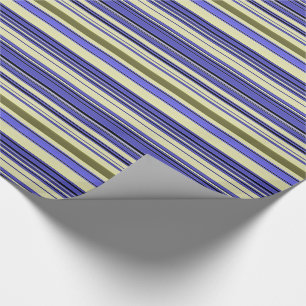 Papier Cadeau Rayures - Violet Bleu Jaune Vert