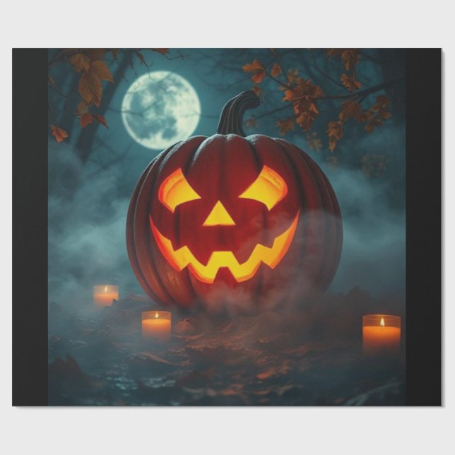 Papier Cadeau Realistic Halloween Pumpkin Gift Wrap – Limited (Plat)